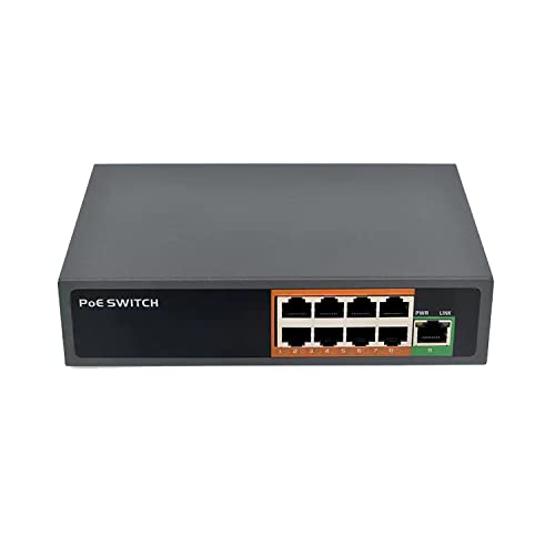 Xenocam PoE-Switch mit 9 Anschl?ssen mit 8 PoE+, 1 Fast Ethernet Link, 100 Mbps, 130 W 802.3af/at PoE, l?fterlos, Plug & Play von XENOCAM