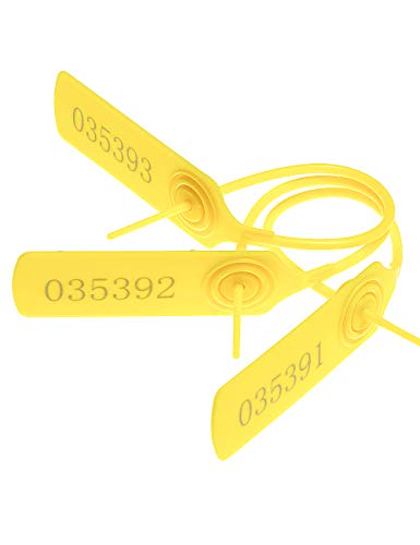 XF-Vel Pull-tite Sicherheitssiegel, manipulationssicher, Kunststoff, Vorhängeschloss, Bänder, nummeriert (gelb, 100 Stück) von XF-Vel