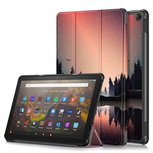 XFDSFDL® Schutzhülle für Amazon Fire HD 10 (2023 13th Gen) (10,1 Zoll) Ultra Dünn PU Leder Hülle Flip Cover Kitz Muster mit Ständer Case Auto Aufwachen/Schlaf Ledertasche 04 von XFDSFDL