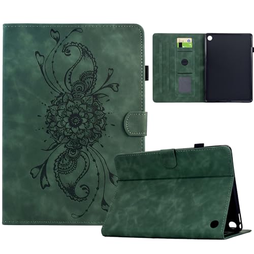 XFDSFDL® Schutzhülle für Amazon Fire HD 8/8 Plus 10th Gen 2020 (8 Zoll) PU Leder Hülle Flip Cover Das Mandala Muster Brieftasche mit Auto Aufwachen/Schlaf Ständer Ledertasche Grün von XFDSFDL