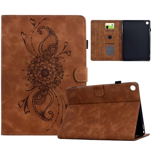 XFDSFDL® Schutzhülle für Amazon Fire HD 8 2018/2017/2016 (8 Zoll) PU Leder Hülle Flip Cover Das Mandala Muster Brieftasche mit Auto Aufwachen/Schlaf Ständer Ledertasche Kaffee von XFDSFDL