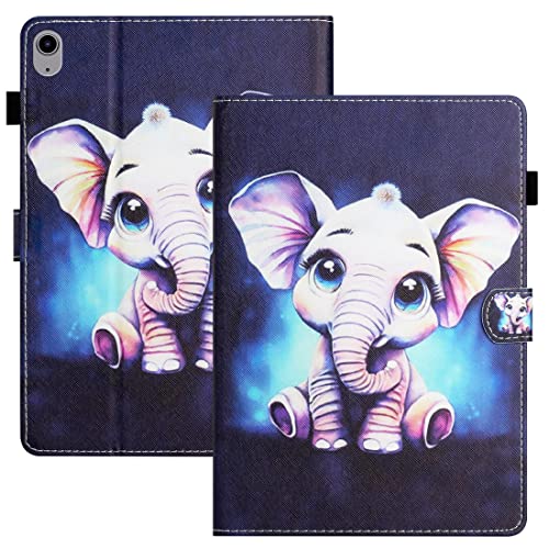 XFDSFDL® Schutzhülle für Apple iPad 10th Generation 2022 (10,9 Zoll) PU Leder Hülle Flip Cover Baby Elefant Muster mit Ständer Taschen Case Auto Aufwachen/Schlaf Ledertasche 03 von XFDSFDL