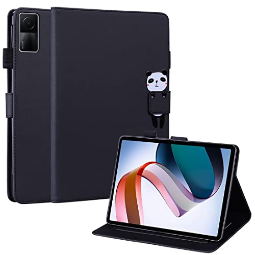 XFDSFDL® Schutzhülle für Apple iPad 10th Generation 2022 (10,9 Zoll) PU Leder Hülle Flip Cover Panda Muster mit Auto Aufwachen/Schlaf Ständer Magnetverschluss Taschen Case Ledertasche, Schwarz von XFDSFDL