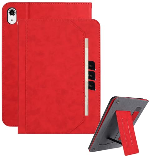 XFDSFDL® Schutzhülle für Apple iPad mini 6 2021 A2568 (8,3 Zoll) PU Leder Hülle Tragbarkeit Schlüsselband Brieftasche mit Auto Aufwachen/Schlaf Ständer Kartenfächern Ledertasche Rot von XFDSFDL