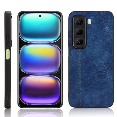 XFDSFDL® Schutzhülle für Infinix Hot 50 5G X6720 (6,7 Zoll) Ultra Schlank Leichte Hart PC Handytasche Rindsleder Muster PU Umschlagrückseite Handy Hülle Blau von XFDSFDL