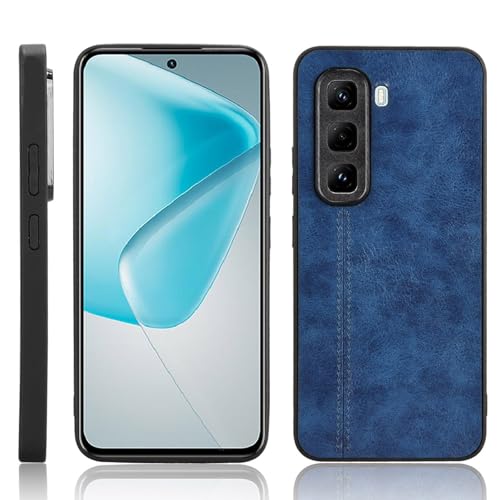XFDSFDL® Schutzhülle für Infinix Hot 50 Pro+ 4G X6880 (6,8 Zoll) Ultra Schlank Leichte Hart PC Handytasche Rindsleder Muster PU Umschlagrückseite Handy Hülle Blau von XFDSFDL