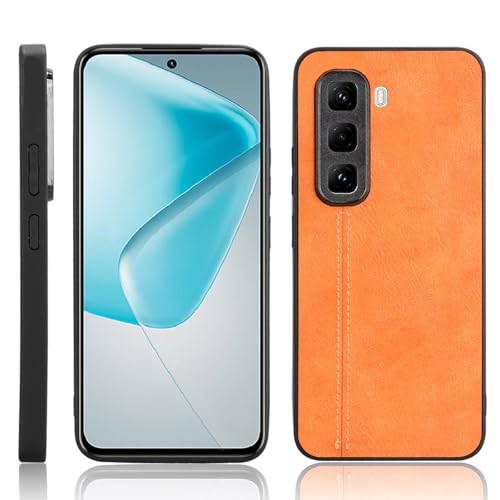 XFDSFDL® Schutzhülle für Infinix Hot 50 Pro+ 4G X6880 (6,8 Zoll) Ultra Schlank Leichte Hart PC Handytasche Rindsleder Muster PU Umschlagrückseite Handy Hülle Braun von XFDSFDL