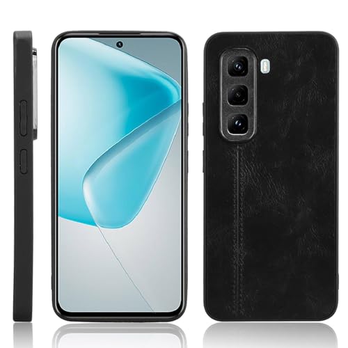 XFDSFDL® Schutzhülle für Infinix Hot 50 Pro+ 4G X6880 (6,8 Zoll) Ultra Schlank Leichte Hart PC Handytasche Rindsleder Muster PU Umschlagrückseite Handy Hülle Schwarz von XFDSFDL
