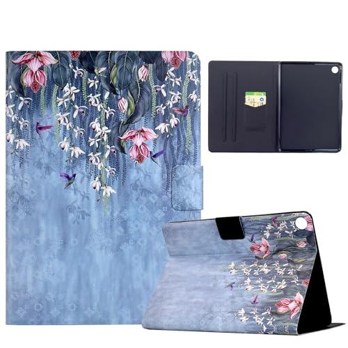 XFDSFDL® Schutzhülle für Lenovo Tab M10 3rd Gen TB-328F (10,1 Zoll) PU Leder Hülle Flip Cover Vogel Blume Muster Brieftasche mit Auto Aufwachen/Schlaf Ständer Ledertasche 05 von XFDSFDL
