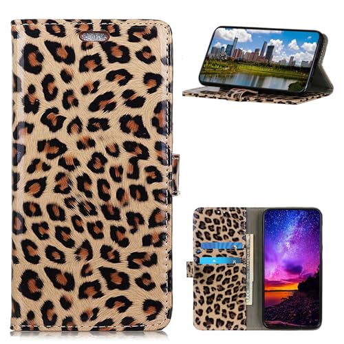 XFDSFDL® Schutzhülle für Motorola Edge 40 Neo (6,55 Zoll) PU Lederhülle Flip Cover Leopard Muster mit Ständer Magnetverschluss Taschen Kartenfächern Brieftasche Hülle von XFDSFDL