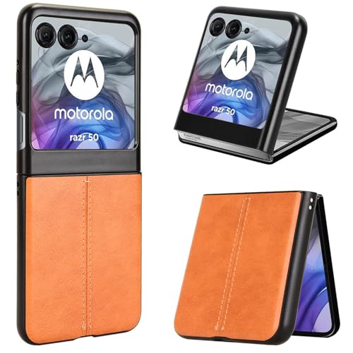 XFDSFDL® Schutzhülle für Motorola RAZR 60 (6,9 Zoll) Ultra Schlank Leichte Hart PC Handytasche Rindsleder Muster PU Umschlagrückseite Handy Hülle Braun von XFDSFDL