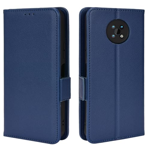 XFDSFDL® Schutzhülle für Nokia G50 TA-1361 (6,82 Zoll) PU Handyhülle Flip Cover Litchi Muster mit Ständer Taschen Magnetische Seitliche Schnalle Brieftasche Handytasche Dunkelblau von XFDSFDL