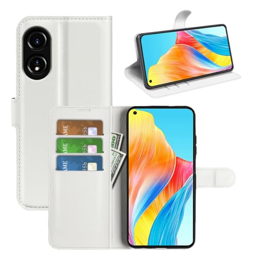 XFDSFDL® Schutzhülle für Oppo A78 4G (6,43 Zoll) PU Handyhülle Flip Cover Litchi Muster mit Ständer Magnetverschluss Taschen Kartenfächern Brieftasche Handytasche, Schwarz von XFDSFDL