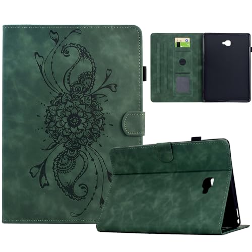 XFDSFDL® Schutzhülle für Samsung Galaxy Tab A SM-T580/T585 (10,1 Zoll) PU Leder Hülle Flip Cover Das Mandala Muster Brieftasche mit Auto Aufwachen/Schlaf Ständer Ledertasche Grün von XFDSFDL
