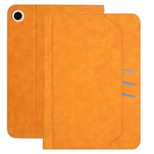XFDSFDL® Schutzhülle für Samsung Galaxy Tab A9 SM-X110/X115/X117 (8,7 Zoll) PU Leder Hülle Tragbarkeit Schlüsselband Brieftasche mit Ständer Taschen Kartenfächern Ledertasche Braun von XFDSFDL