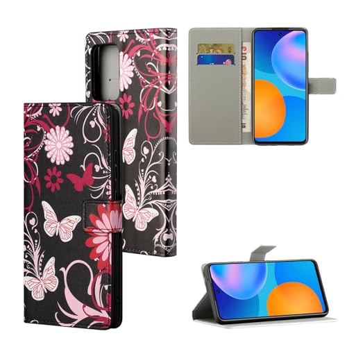 XFDSFDL® Schutzhülle für Xiaomi Redmi Note 13 Pro 5G (6,67 Zoll) PU Lederhülle Flip Cover Rosa Schmetterling Muster mit Ständer Magnetverschluss Taschen Kartenfächern Brieftasche Hülle 16 von XFDSFDL