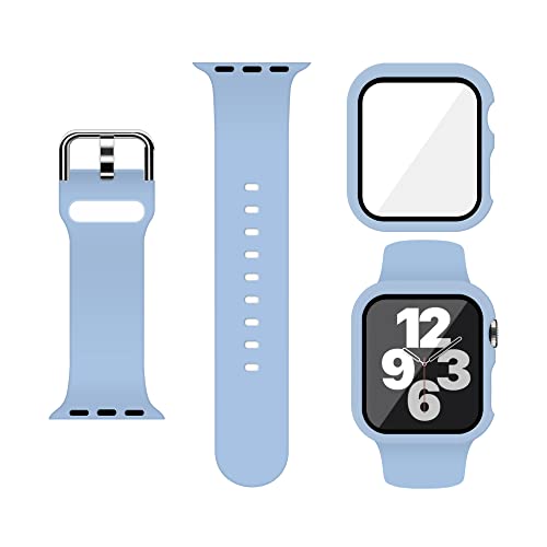 XFEN Sport-Silikonarmband und -hülle mit Displayschutzfolie für Apple Watch Series 6 SE Series 5 Series 4 44 mm, Größe M/L Band kompatibel mit Apple Watch 42 mm/44 mm/45 mm, nur Hülle, kompatibel mit von XFEN