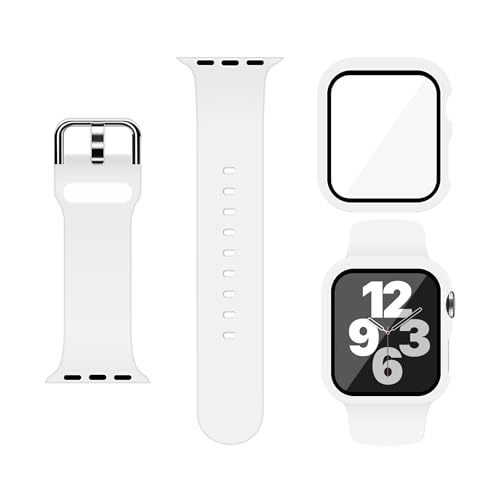 XFEN Sport-Silikonband und -hülle mit Displayschutzfolie für Apple Watch Series 7 Series 8 41 mm, Größe M/L kompatibel mit Apple Watch 38 mm/40 mm/41 mm, nur Hülle, kompatibel mit Apple Watch 41 mm, von XFEN