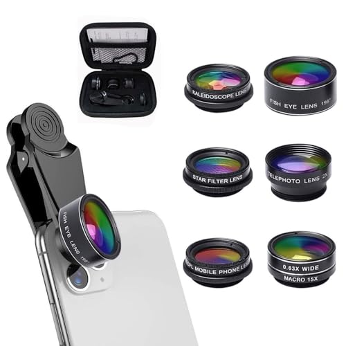 XFSRG 7 in 1 Handy Objektiv Kit Universelles 198° Fisheye Lens 0.63X Weitwinkel 15X Makroobjektiv 2X Porträtobjektiv CPL Polarisationsfilter Kaleidoscope und Star Filter für Smartphones XFSRG 7 in 1 Handy Objektiv Kit Universelles 198° Fisheye Lens 0.63X Weitwinkel 15X Makroobjektiv 2X Porträtobjektiv CPL Polarisationsfilter Kaleidoscope und Star Filter für Smartphones von XFSRG