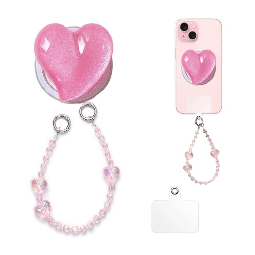 XFSRG Handy Griffhalter Ausziehbarer Sockel und Griff Verstellbarer Ständer Handy Griff Fingerhalter für Smartphones und Tablets(Rosa) von XFSRG