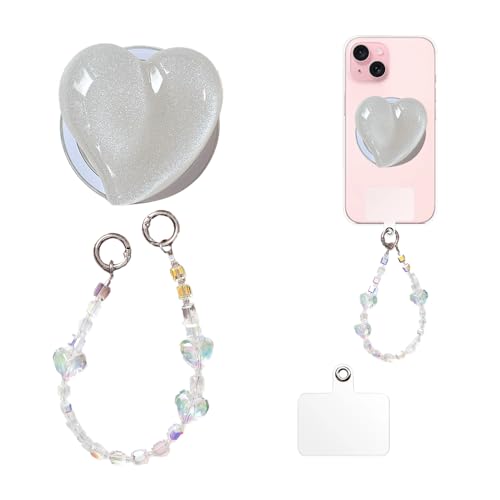 XFSRG Handy Griffhalter Ausziehbarer Sockel und Griff Verstellbarer Ständer Handy Griff Fingerhalter für Smartphones und Tablets(Weiß) von XFSRG