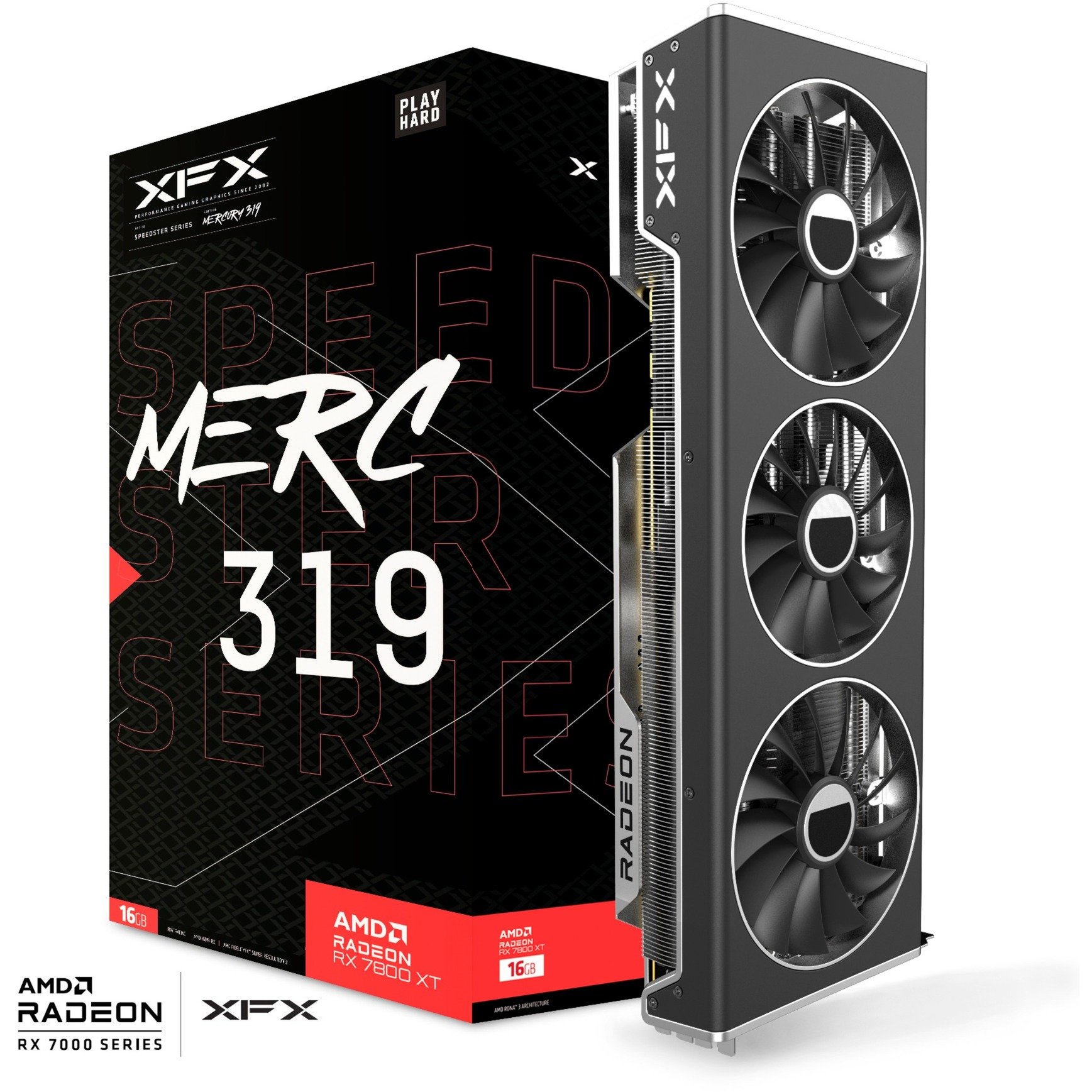 Radeon RX 7800 XT SPEEDSTER MERC319 BLACK Gaming, Grafikkarte von XFX