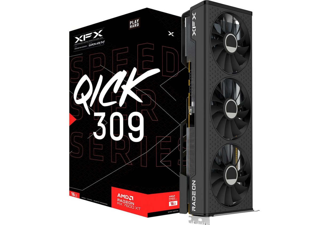 XFX Radeon RX 7600 XT SPEEDSTER QICK309 BLACK Gaming Grafikkarte (16 GB) von XFX