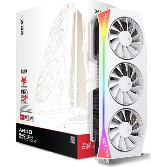 XFX Radeon RX 9070XT MERCURY Gaming RGB 16GB OC White - 16GB GDDR6, 1x HDMI, 3x DP von XFX