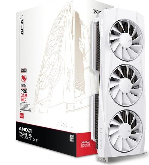 XFX Radeon RX 9070XT QUICKSILVER Gaming 16GB White - 16GB GDDR6, 1x HDMI, 3x DP von XFX
