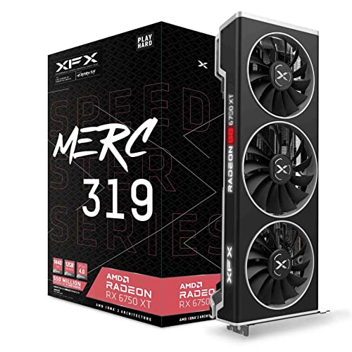 XFX Speedster MERC319 Radeon RX 6750XT Black Gaming Grafikkarte mit 12GB GDDR6 HDMI 3xDP, AMD RDNA™ 2 (RX-675XYTBDP) von XFX