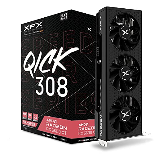 XFX Speedster QICK308 Radeon RX 6600 XT Black Gaming Grafikkarte mit 8GB GDDR6 HDMI 3xDP, AMD RDNA™ 2 (RX-66XT8LBDQ) von XFX