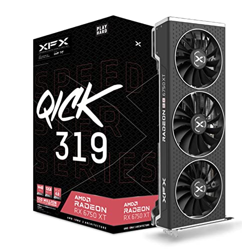 XFX Speedster QICK319 Radeon RX 6750XT CORE Gaming Grafikkarte mit 12GB GDDR6 HDMI 3xDP, AMD RDNA™ 2 (RX-675XYJFDP) von XFX