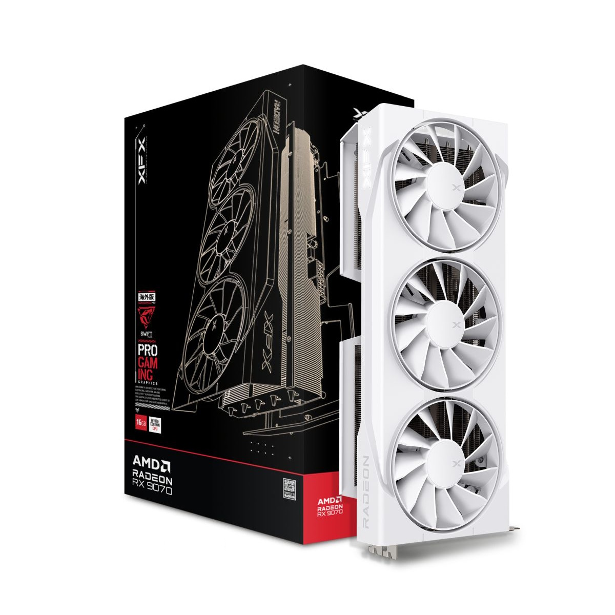 XFX Swift Radeon RX 9070 OC White Triple Fan Gaming Edition - 16GB GDDR6, 1x HDMI, 3x DP von XFX