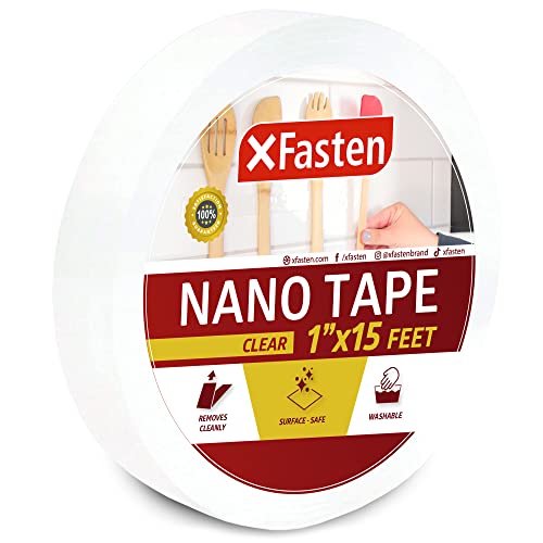 X Fasten Wiederverwendbares doppelseitiges Nanoband, 1 Zoll x 15 Fuß (25,4 x 4,57m), multifunktionales von XFasten