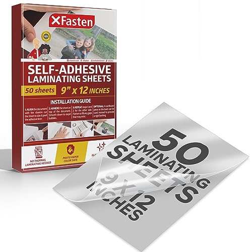 XFasten Selbstklebende Laminierfolien, 9 x 12 Zoll (50er-Pack), Dicke 4,76 von XFasten