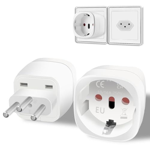 2 Stück Reiseadapter Adapter Schweiz 2 Europa in die 3 Pins Schweiz, XGKEGS Adapter Schweiz Deutschland, Schuko Adapter Typ J Reiseadapter Schweiz,für Malediven, Ruanda, Liechtenstein Reiseadapter von XGKEGS