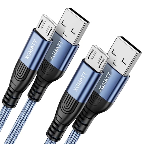 Micro-USB-Kabel, 3 m, 2er-Pack, Micro-USB-Android-Ladekabel, geflochtenes Nylon, kompatibel mit Samsung Galaxy S7 S6 J7 Note 5, Kindle, PS4 und mehr, Bule von XGMATT