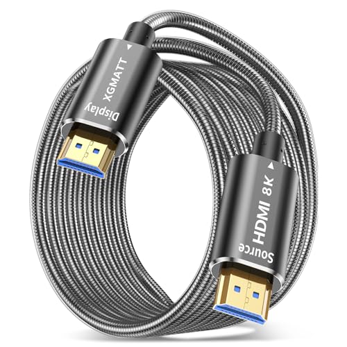 XGMATT 8K Glasfaser HDMI Kabel 70M,48Gbps Ultra High Speed Stahlpanzerung Optisch HDMI 2.1 Kabel 8K@60Hz 4K@120Hz Dynamic HDR eARC HDCP 2.2&2.3 für HDTV/Projektor/Heimkino/TV-Box/Gaming-Box/PS5 von XGMATT