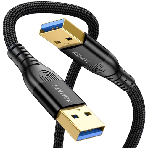 XGMATT USB 3.0 Kabel 1M,5Gbps High Speed Transfer USB Typ A Stecker auf Stecker Kabel,USB 3.0 A auf A Datenkabel geflochten kompatibel mit HDD, Drucker, Kamera, externe Festplatte, DVD, Schwarz von XGMATT