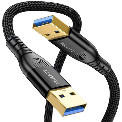 XGMATT USB 3.0 Kabel 2M,5Gbps High Speed Transfer USB Typ A Stecker auf Stecker Kabel,USB 3.0 A auf A Datenkabel geflochten kompatibel mit HDD, Drucker, Kamera, externe Festplatte, DVD, Schwarz von XGMATT