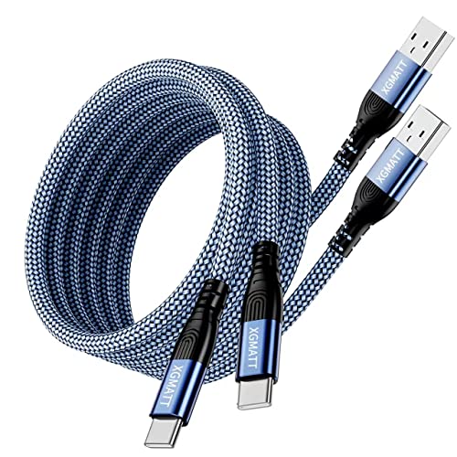 XGMATT USB C Kabel Schnellladung 2M 2Stück,Nylon USB Typ C Ladekabel, Ladekabel für Samsung Galaxy S22 S21 S20 S10 S9 S8 Plus,Note 20/10,A51 A50 A53 A40 A71 A21s A20e,Huawei P30/P20,LG,HTC, blau von XGMATT