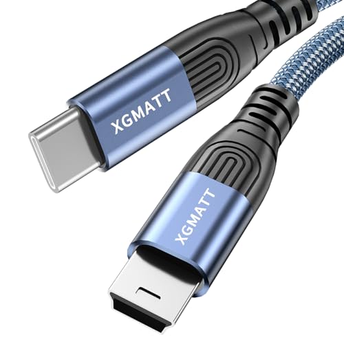 XGMATT USB C auf Mini USB Kabel 1M,Ladekabel USB C Stecker auf Mini USB Stecker Nylon kompatibel mit PS3 Game Controller, Externe Festplatte, Dashcam, Mikrofon, usw. Blau von XGMATT