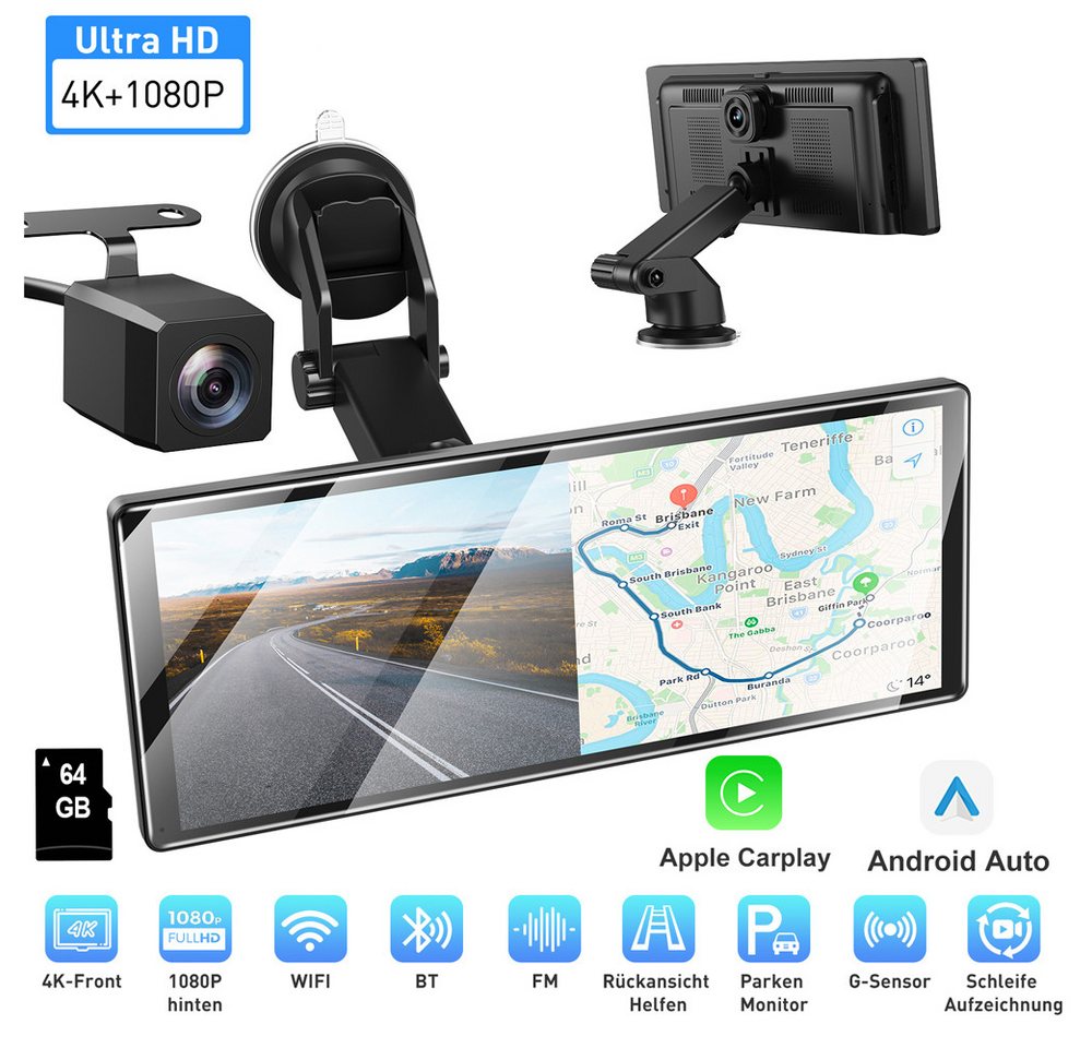 XGODY 11,3" Tragbares 4K Apple CarPlay Android Auto Autoradio kabellos BT KFZ Adapter XGODY 11,3" Tragbares 4K Apple CarPlay Android Auto Autoradio kabellos BT KFZ Adapter von XGODY
