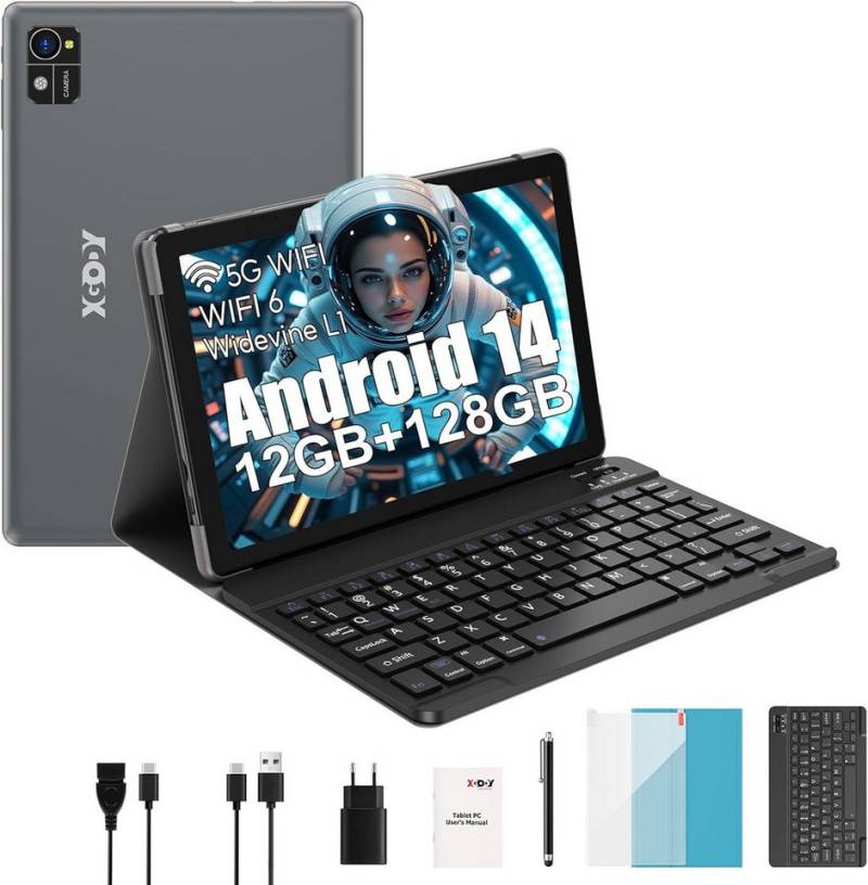 XGODY 2,4G/5G WLAN 2,0 GHz, 12 GB RAM 7000 mAh Akku Tablet (10", 128 GB, Android 14, Vielseitiges Gerät für Arbeit, Unterhaltung und mobiles Surfen) von XGODY
