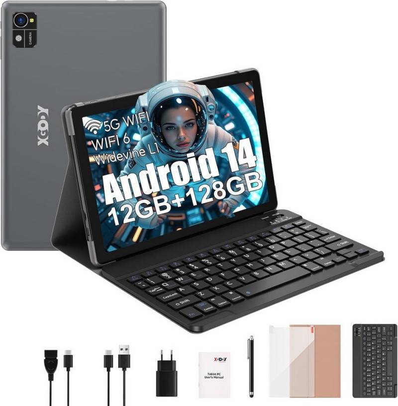 XGODY 2,4G/5G WLAN 2,0 GHz, 12 GB RAM 7000 mAh Akku Tablet (10", 128 GB, Android 14, Vielseitiges Gerät für Arbeit, Unterhaltung und mobiles Surfen) von XGODY
