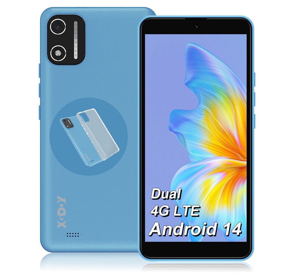 XGODY Android 14 Handy, Dual SIM Dual Standby Smartphone (5.45 Zoll, 8 MP Kamera, Ohne Vertrag, Octa-Core Günstig Handy, 8MP+5MP Kamera, Face ID GPS) von XGODY