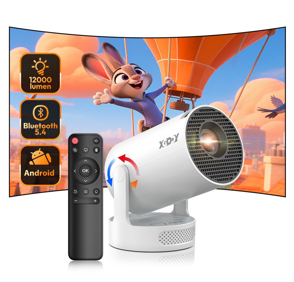 XGODY Gimbal 3S Beamer (1920 x 080 px, Mini Beamer Projektor 4K Tragbarer Videoprojektor WiFi 6 Android 11) von XGODY