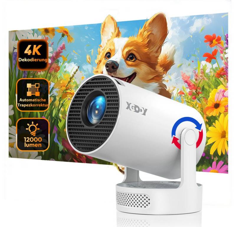 XGODY LCD-Beamer (8000:1, 1280 x 720 px, Mini Projektor mit 100-Zoll-Projektionsfläche, 180 Grad Winkel) von XGODY