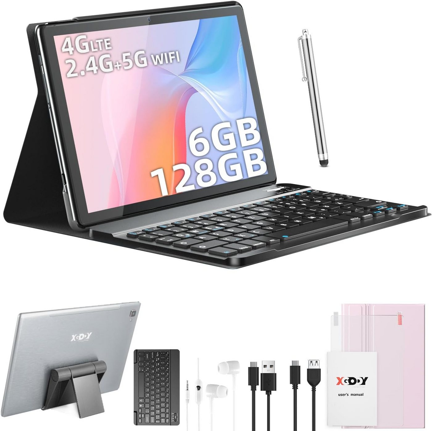 XGODY Octa-Core-Prozessor 6GB RAM 8000mAh Akku 5MP+8MP Kamera Bluetooth 5.0 Tablet (10,1", 128 GB, Android 12, 4G LTE, Vielseitiges All-in-One-Gerät für Kommunikation, Unterhaltung & Arbeit) von XGODY