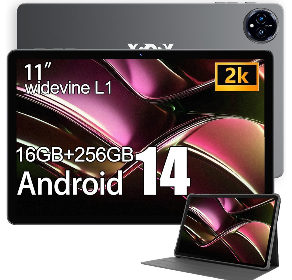 XGODY Q17 16(8+8)GB+26GB Tablet (11", 256 GB, 14, Android 14,16GB RAM,WLAN,HD+IPS,Octa-Core,PC,Mit-Tastaturtasche) von XGODY